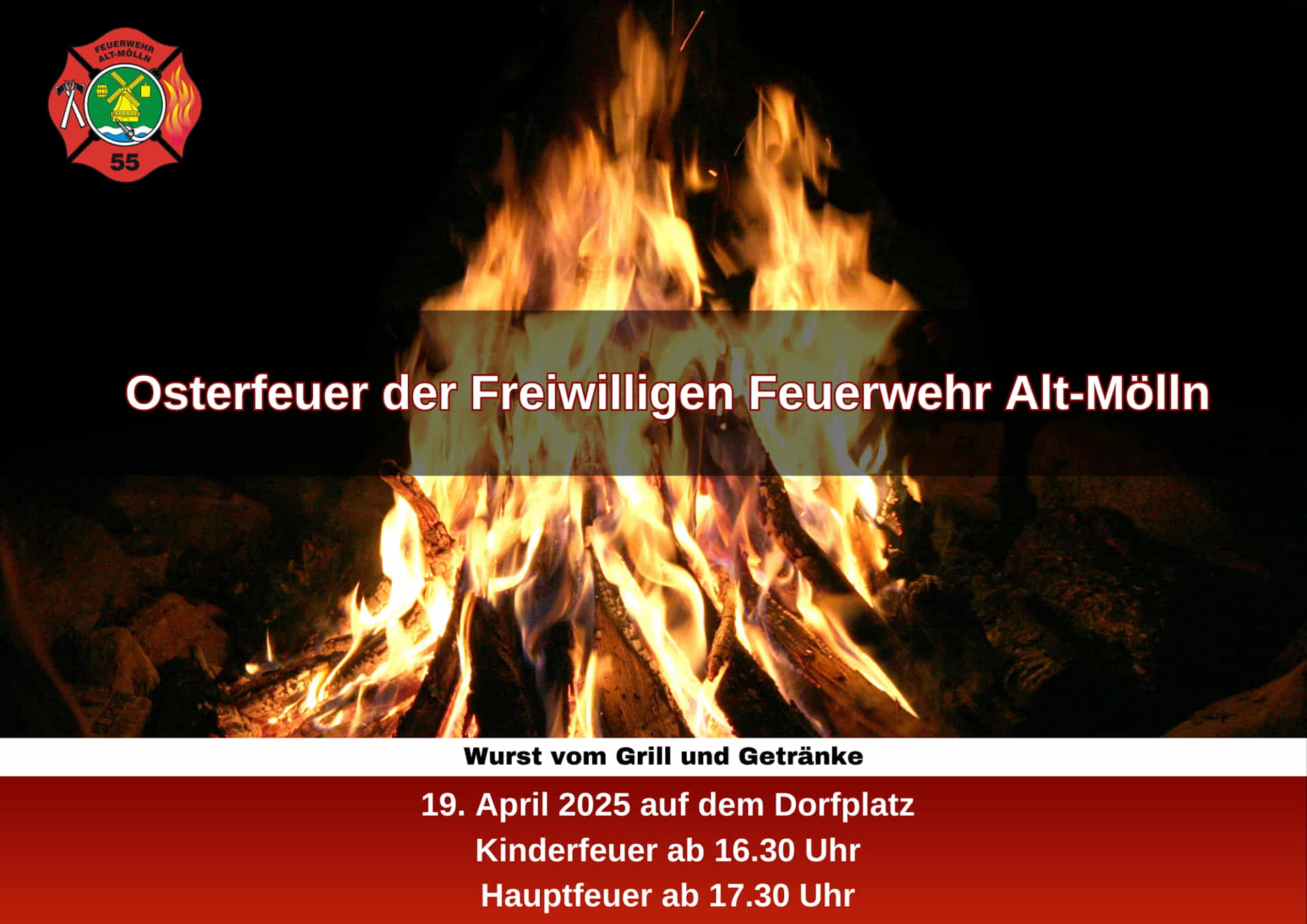 Osterfeuer der Freiwilligen Feuerwehr Alt Möllnk